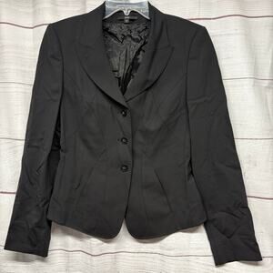 BOSS Hugo Boss Jalmona Black Virgin Wool Blazer Jacket Size 6 Professional